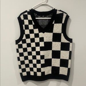Black & White Checker Men’s Knit Sweater Vest